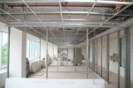 Business office before installation of suspended mineral fiber ceiling
